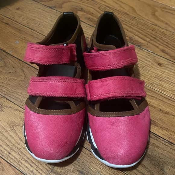 Marni Pink Calf Hair Double Strap Ballet Ballerina Mary Jane Sneakers MINT - Picture 3 of 7